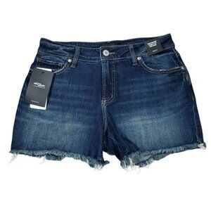 Silver Jeans Suki Curvy Fit Mid Rise Jean Shorts Size 29 x 4 Dark Wash Blue
